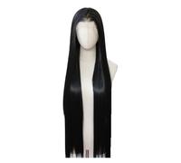 Compatibile con parrucca anteriore in pizzo sintetico nero, linea sottile lunga 40 pollici, pre-pizzicata