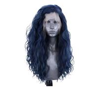 Compatibile con parrucca azzurra parrucche sintetiche anteriori in pizzo libere lunghe ricce sciolte for capelli senza colla(4027)