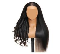 Compatibile con parrucca for capelli senza colla coulisse elastica Yaki dritto 7x5 Bye Knots Wear and Go Raw(NATURAL BLACK_26INCHES)