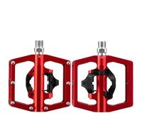 Compatibile con pedali ROCKBROS autobloccanti + piatti in alluminio Pedali con piattaforma SPD impermeabili for parti di ciclismo bici da strada MTB(PD15-RD Red)