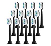 ，Compatibile con Philips, Testine di ricambio for spazzolino elettrico, testina Diamond Clean for 4100 5300 6500(Black-12 Pcs)