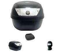 COMPATIBILE CON PIAGGIO VESPA 50 HP 4M BAULETTO VALIGIA BAULE 28 LT NERO+PIASTRA+MANIGLIA PER PORTAPACCHI MOTO-SCOOTER PER CASCO INTEGRALE-JET-MODULARE UNIVERSALE SIFAM
