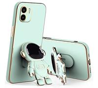 Compatibile con Redmi A2 Custodia con placcatura Creative Astronaut Cartoon Holder Rosa, Telefono Xiaomi Redmi A2 Custodia in Silicone Antiurto Basamento Morbido TPU Protettiva Slim Cover (Verde)