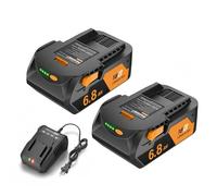 Compatibile con RIDGID 18V Batteria e Caricabatterie Set Compatible con AEG L1850R R840087 Li-ion Batteria 6.8Ah 18 Volt Utensili Elettrici Kit Carica(2pc 1charger)