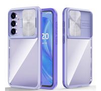Compatibile con Samsung Galaxy S24 FE Case with Slide Camera Cover, Clear Slim Fit Shockproof Protective Camera Cover Protection Case for Galaxy S24 FE 6.7 inch 2024(Purple)