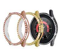 Compatibile con Samsung Galaxy Watch 5 Pro 45 mm Diamond PC Plating Bumper Cover Bling Crystal Diamonds Shiny Glitter Frame Custodia rigida per Galaxy Watch 5 Pro 45 mm (confezione da 3)