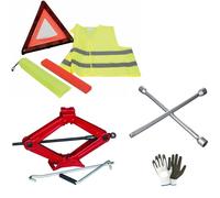 COMPATIBILE CON SANTANA KIT SOS EMERGENZA STRADALE PER AUTO CRIC A PANTOGRAFO CRICK+CHIAVE A CROCE PER BULLONI+TRIANGOLO DI EMERGENZ GIUBBINO FLUO