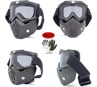 COMPATIBILE CON Shark VISIERA A MASCHERA PER CASCO JET, INTEGRALE, MODULARE, CROSS PER MOTO, SCOOTER, MOTOCROSS, SCI, PAINTBALL CON OCCHIALI FUMÈ SEPARABILE DALLA MENTONIOERA NERA FORATA