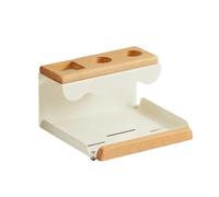 Compatibile con Sonicare, compatibile con Oral-B, set portaspazzolino elettrico in noce con tazza for denti e organizer for collutorio for dentifricio(White)