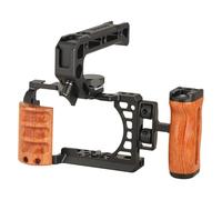 Compatibile con stabilizzatore for fotocamera Sony con impugnatura in legno, attacco a slitta fredda e filettatura 1/4 3/8 for staffa DSLR A6000 A6100 A6300 A6400(ABC)