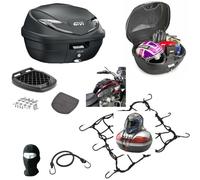 COMPATIBILE CON SYM JET 14 EVO DAL 2023 BAULETTO BAULE VALIGIA PER PORTAPACCHI POSTERIORE MOTO SCOOTER B360 TECH 39LT+PIASTRA+RETE/RAGNO PER 2 CASCHI JET-1 CASCO INTEGRALE/MODULARE
