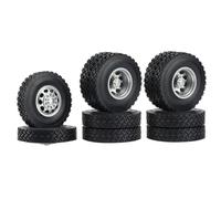 Compatibile Con Tamiya 1/14 RC Rimorchio Trattore Camion Auto 6 Pezzi Metallo Mozzo Ruota Anteriore E Posteriore Gomma Gomma Ruota Set Completo RC Pneumatici Ruota