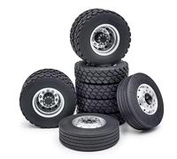 Compatibile Con Tamiya 6x6 Wheels Tires Set Metal Front & Rear Wheel Hub Rubber Tire Per 1/14th RC Truck Tractor Car Upgrade Accessori Ricambi Pneumatici RC