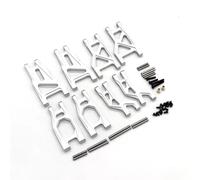 Compatibile con Tamiya Denko Fighter NXGEN DT04 58741 DT03 58587 58628 1/10 RC Auto Parti Bracci Oscillanti Superiori E Inferiori in Metallo Anteriori E Posteriori Parti per Auto RC(Silver)