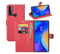Compatibile con TCL 20 SE display 6.82 T761H T671H Copertura Custodia COVER STAND flip LIBRO gel silicone PORTAFOGLIO magnetica protezione eco pelle porta carte vano card (Red)