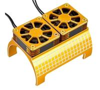 Compatibile Con Traxxas Per X-Maxx 6S 8S Per Arrma Per KRATON 1/5 RC Auto Aggiornamenti Parti In Metallo Doppia Ventola Di Raffreddamento 4985 1717 Dissipatore Calore Del Motore RC Parti Auto(Yellow)