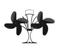 Compatibile con ventola for camino a doppia 4 pale, ventola for stufa alimentata a calore nera for stufa a legna e distribuzione efficiente del calore