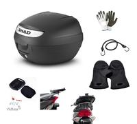 COMPATIBILE CON VESPA 50 ET4 BAULETTO SHAD SH26 VALIGIA DA 26 LITRI NERO BAULE PER 1 CASCO INTEGRALE+PIASTRA UNIVERSALE PER PORTAPACCHI MOTO SCOOTER+KIT MONTAGGIO