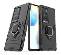 Compatibile con VIVO X60 Pro Plus Cover, Custodia Armor Anello Cavalletto (Funziona con il Supporto Magnetico per Auto) Case Paraurti (Nero)