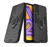 Compatibile con VIVO Y20 Cover, Custodia Armor Anello Cavalletto (Funziona con il Supporto Magnetico per Auto) Case Paraurti (Nero)