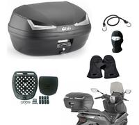 COMPATIBILE CON YAMAHA X-MAX 300 AB BAULETTO MONOLOCK VALIGIA 45 LITRI PER MOTO SCOOTER BAULE NERO CON CATADIOTTRI FUMÉ COMPRENSIVO DI PIASTRA E KIT UNIVERSALE