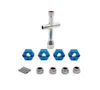 Compatibile Con Yudi 1/16 GR M16 RC Auto Parti Upgrade Metallo Kit Boccole Ruote Grandi Da 12 Mm Con Dado Antiallentamento RC Parti Auto(Blue)