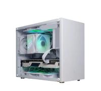 Compatibile con ZZAW - Custodia for PC MATX in alluminio C2, chassis bianco con trasparenza laterale, GPU a collegamento diretto e supporto for alimentatore ATX(White)