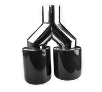 Compatibile for 63MM auto lucida in acciaio inox al carbonio a doppia punta di uguale lunghezza punta terminale terminale terminale di scarico centrale con LOGO(63-101 R with logo)