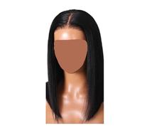 Compatibile for capelli 7x5 e 13x4 parrucca Bob umana diritta in pizzo Yaki con coulisse pre-tagliata sbiancata senza colla 150% densità(7x5 Lace,12inches)