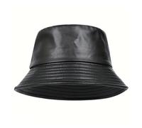 Compatibile for la Moda Invernale Cappello a Secchiello Cappelli Caldi Antivento in Pelle Artificiale Uomo Donna Berretto da Marea Selvaggia(Black)