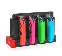 Compatibile per Nintendo Switch JoyCon, supporto 1-4 pz Joy Con, stazione di supporto per caricabatterie con indicatore LED individuale per Nintendo Switch Joy-Con