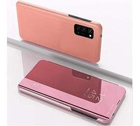 Compatibile per OPPO Realme 7 Pro display 6.4 RMX2111 RMX2170 Custodia Cover Specchio Riflettente Libro Mirror Stand Case Clear View Copertura Totale Protezione 360 Touch Schermo (Rosa)