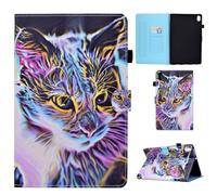 Compatibile per Samsung Galaxy Tab A11 plus 11.0 SM-X230 SM-X236 (Colore: Gatto Colorato) Custodia in pelle antiurto Flip Stand Cover