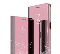 compatibile per XIAOMI REDMI NOTE 8T specchio riflettente LIBRO MIRROR STAND protezione copertura totale fronte/retro 360° Full Body visualizzazione chiamata rosa