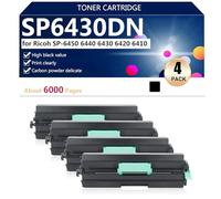 Compatibile SP6430DN Cartuccia Toner di Ricambio ad alta Capacità per Ricoh SP-6450 6440 6430 6420 6410 Stampante, 6000 Pagine,4*Black