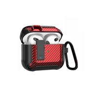 Compatible Airpods 3rd Generation Case with Lock Clip, Carbon Fiber Hard Shell Airpods 3 Case Cover with Keychain for Men Women Cool Shockproof Protec