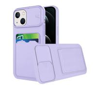 Compatible avec Coque iPhone 13 Mini antichoc avec Porte Carte, Etui iPhone 13 Mini Silicone avec protection Cache Camera Coulisse Coque de Telephone Ultra Fine Housse (Violet)