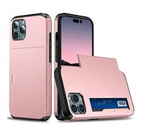Compatible avec Coque iPhone 13 Pro Max antichoc portefeuille Etui iPhone 13 Pro Max avec porte-cartes scorrevoli Cache Protection Coque de Telephone Silicone housse (Or Rose)