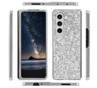 Compatible avec Coque Samsung Z Fold 5 Paillette, Ultra Sottile Coque Samsung Galaxy Z Fold 5 antichoc housse de protection Glitter Étui brillant Silicone Cover pour femmes (Argent)