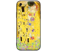 Compatible avec iPhone 7 Coque/iPhone 8 Coque/iPhone SE 2020 Coque Premium Silicone Coque motif mignon jaune Fleur souple Bumper Viez avec une protection de l'écran (Gustav Klimt-Le Baiser)