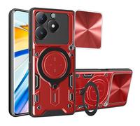 Compatible con Realme C61 4G RMX3939 Custodia,Compatibile con Realme C63 4G Supporto magnetico Kickstand [PC+TPU] 2 in 1 Red