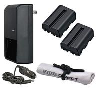 Compatible con Sony Alpha DSLR-A700 - Batterie intelligenti (2 unità) + caricabatterie da viaggio AC/DC + panno di pulizia in microfibra Nwv Direct.