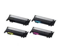 Compatible toner pack for Samsung Xpress C430/C480, includes 4 cartridges (Black, Cyan, Magenta, Yellow), high yield: Black 1500 pages, CMY 1000 pages, easy installation for optimal printing.