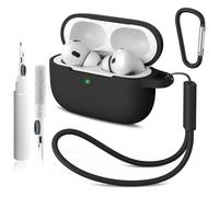 Compatible with Airpods Pro 2nd/1st Case Cover,Silicone Protective Case for Apple Airpods Pro 2nd/1st Generation Charging Case with Keychain and Cleaner Pen,for Women Men (nero)