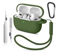 Compatible with Airpods Pro 2nd/1st Case Cover,Silicone Protective Case for Apple Airpods Pro 2nd/1st Generation Charging Case with Keychain and Cleaner Pen,for Women Men (Green of herbe)