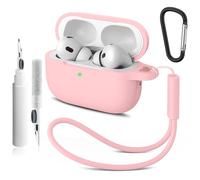 Compatible with Airpods Pro 2nd/1st Case Cover,Silicone Protective Case for Apple Airpods Pro 2nd/1st Generation Charging Case with Keychain and Cleaner Pen,for Women Men (Rosa)