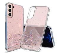 Compatible with Coque Samsung S22 Glitter, brillant Samsung Galaxy S22 5G Case de protection antichoc souple silicone transparent étui et TPU Bumper housse (Rosa)