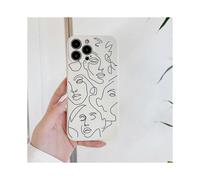 Compatible with iPhone 13 Pro Phone Case Fashion Abstract Art Line Face Design Silicone Cover Protective Cases - White