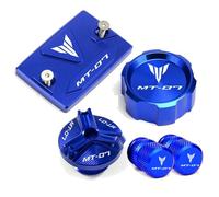 Compatible with MT07 MT-07 MT 07 FZ07 2015-2021 2022 2023 2024 Front Rear brake Fluid Reservoir Cover oil filler Cap tire valve cap(1 Set-Blue)