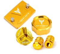 Compatible with MT07 MT-07 MT 07 FZ07 2015-2021 2022 2023 2024 Front Rear brake Fluid Reservoir Cover oil filler Cap tire valve cap(1 Set-Gold)